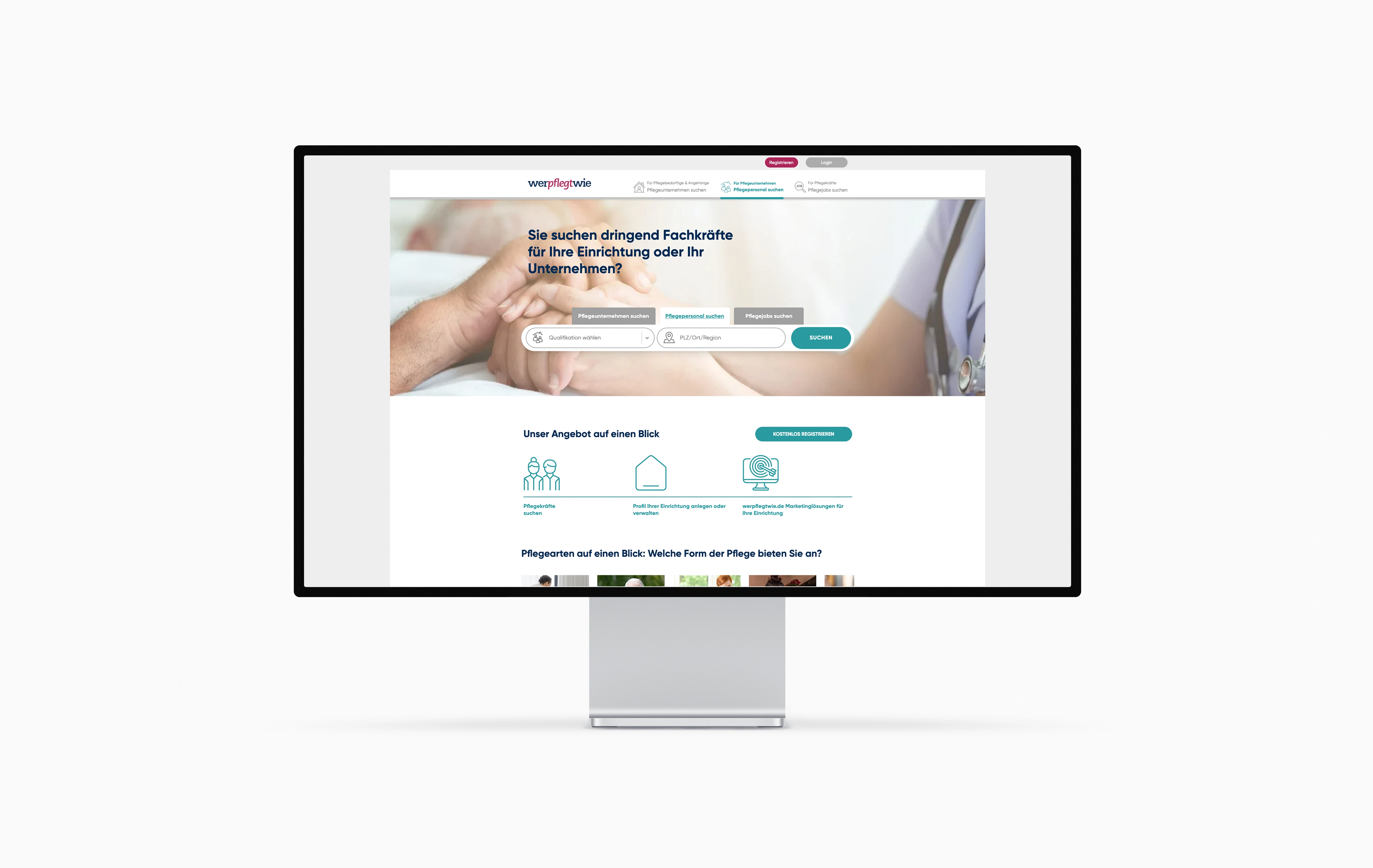 Case: werpflegtwie Startscreen